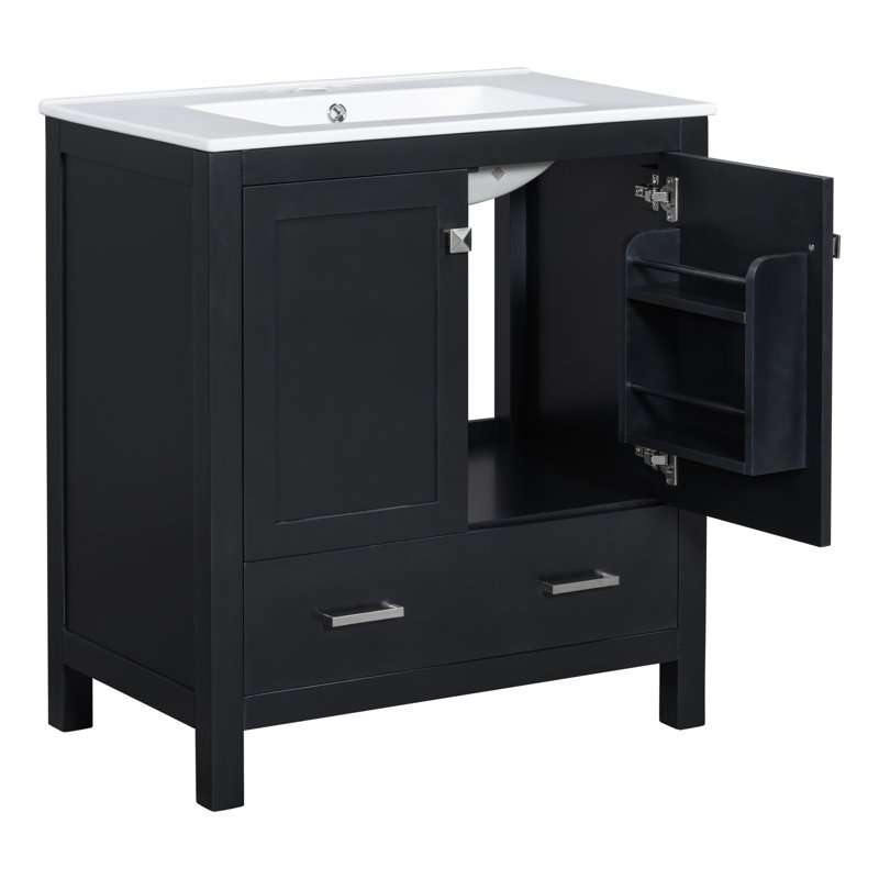 Ensemble de meuble-lavabo encastré 30 po, Noir