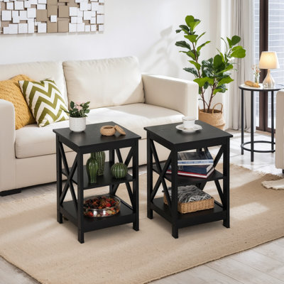 Versa Crossbuck 2-Tier Storage End Table Set