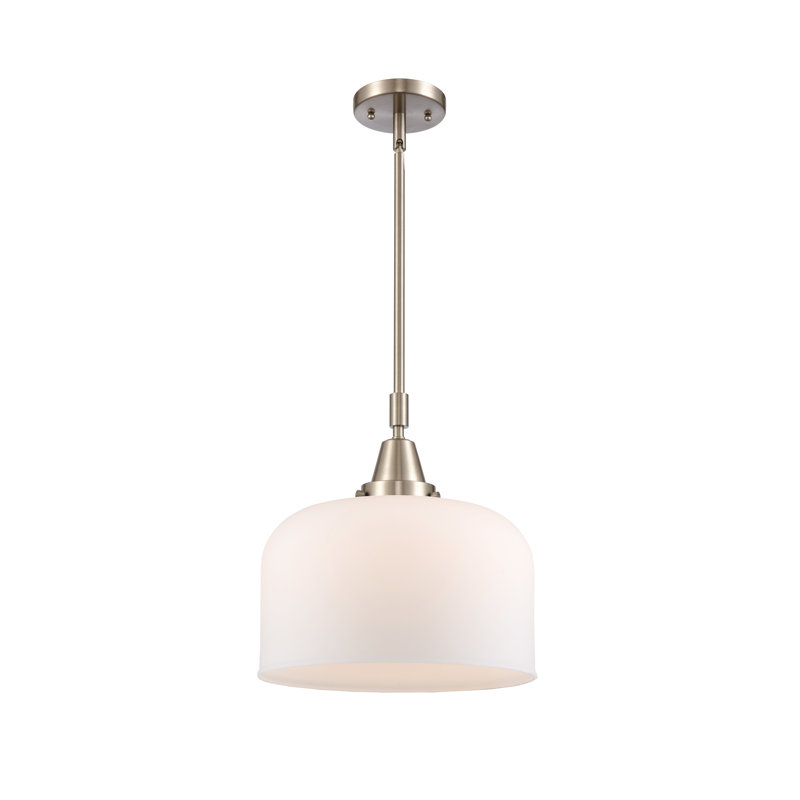 Luminaire suspendu 1 lumière à une cloche, Blanc mat, H 47,12 po x l 12 po x P 12 po, Nickel satiné brossé