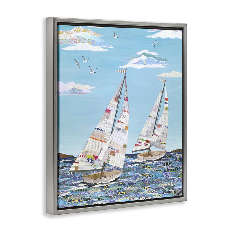 Art mural en toile avec cadre flottant collaginé par Jennifer Peck, Gris, H 21 po x l 17 po