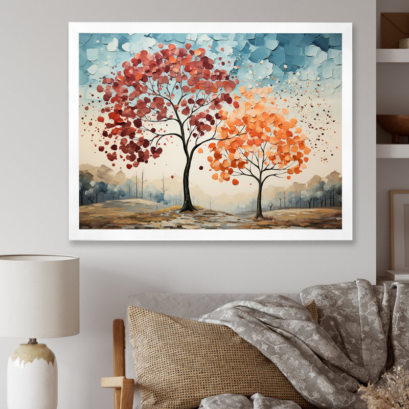 «Mute Tone Maple Trees Collage II», reproduction sur toile, Cadre photo blanc, H 30 po x l 40 po x P 1,5 po