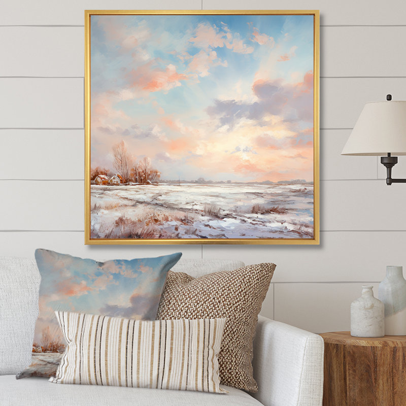 «Clouds Winter Scenery In Country Side», reproduction sur toile, H 36 po x l 36 po x P 1,5 po, Cadre flottant doré