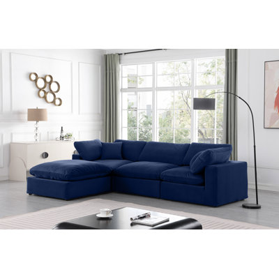 Canapé modulaire réversible en velours de 120 po de large avec repose-pieds Kirstey