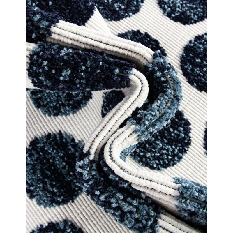 Sabrina Soto Dots Outdoor Rug Navy Blue, Runner 2' x 8'