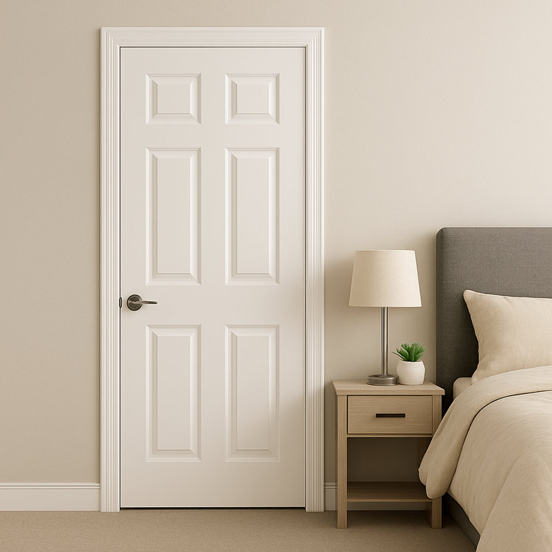 Dalle de porte intérieure à 6 panneaux apprêtés à noyau creux, 32 po x 80 po, Gauche