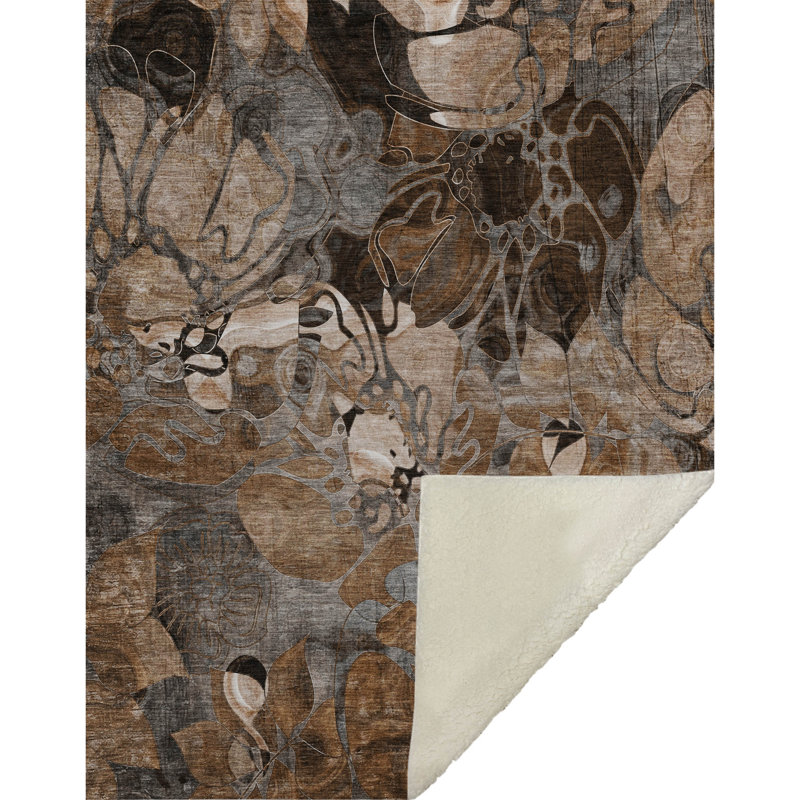 Jeté en sherpa floral Addison, Paprika