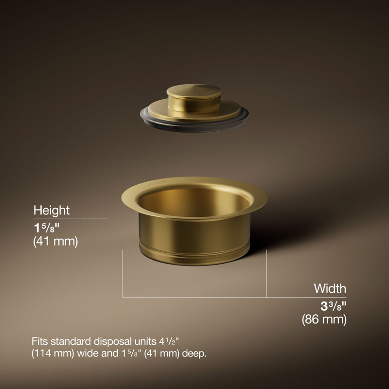 Kitchen Sink Garbage Disposal Flange with Stopper, Fits Standard Disposal Units, Vibrant Brushed Moderne Brass
