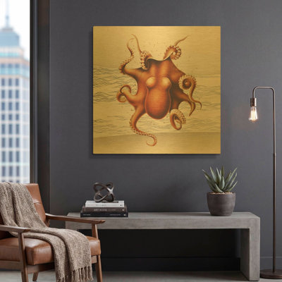 «Sandcritter 2» par Karen Smith, art mural en métal doré, 36 po x 36 po