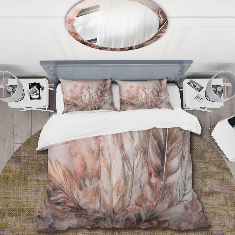 Ensemble de housse de couette Gold Glamour Feathers Of Boho Fantasy IV BeddingMicrofiber / Polyester