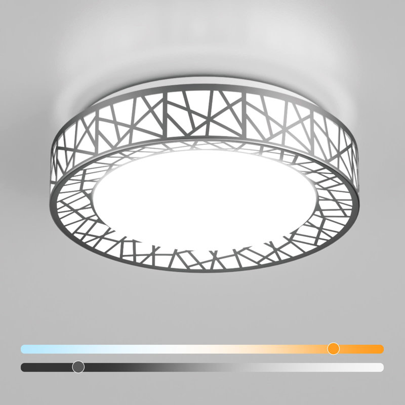12 Inch Flush Mount Ceiling Light, Modern Brushed Nickel LED Ceiling Light Fixture, 20W 1400LM 2700-6500K Adjustable, Dimmable Ceiling Lights
