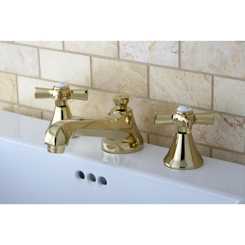 Millennium Widespread Bathroom Faucet with Drain Assembly, Polished Brass