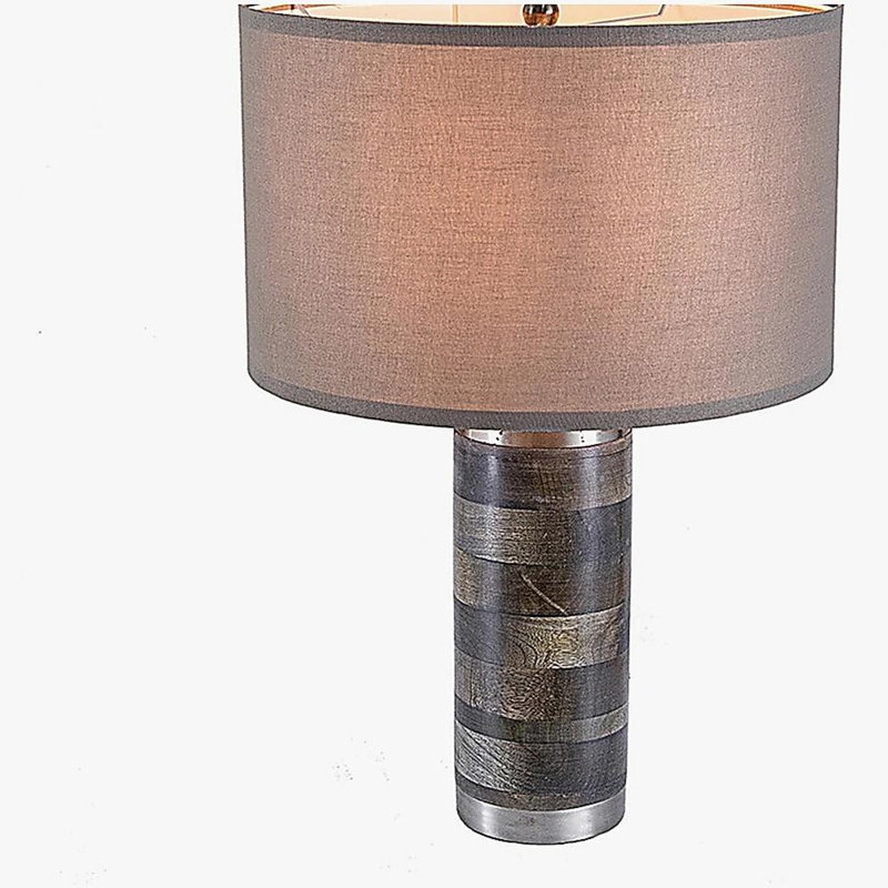 Lampe de table 16 x 16 x 23,5 po gris et argent brossé (assemblage de l'abat-jour requis)