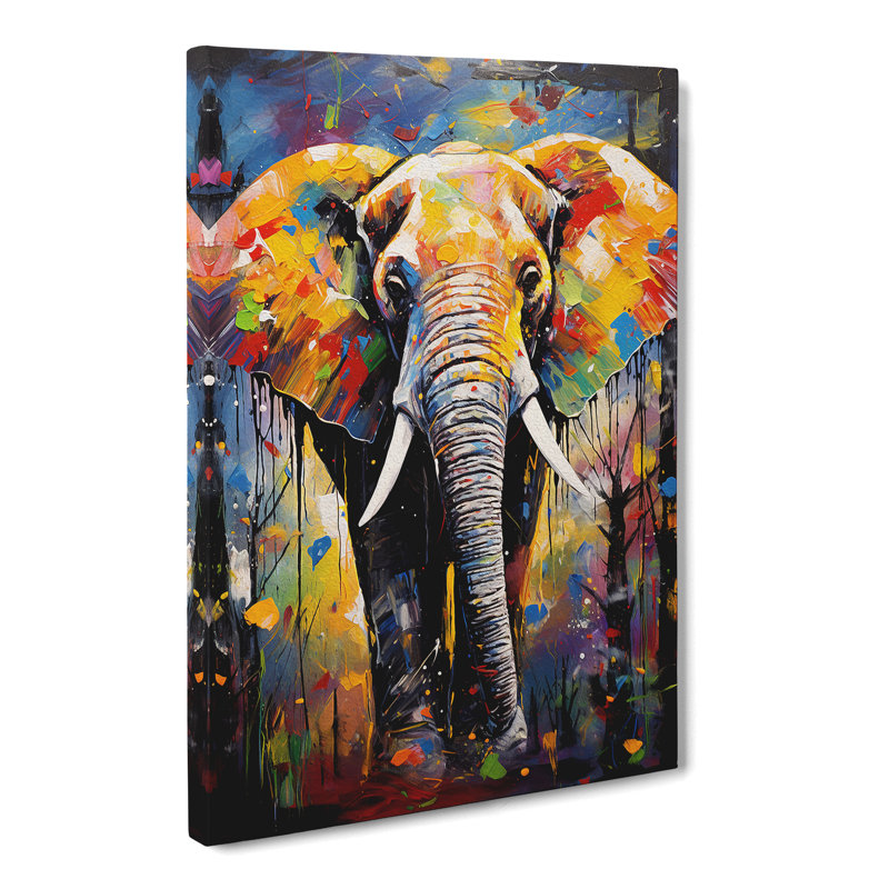 Elephant Expressionism No.3 - Wrapped Canvas, 76cm H x 50cm W x 3cm D
