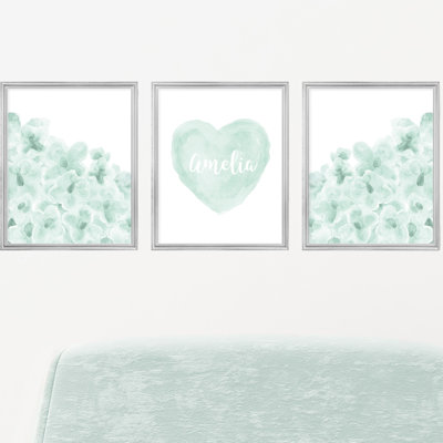 Daisy Flowers and Name Heart-Unframed Paper Prints