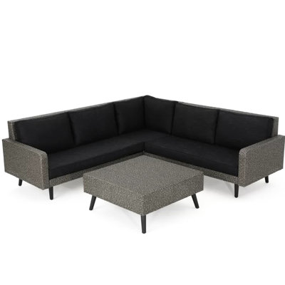 Modern Deck Lounge Collection - Weather , Woven Pe , Iron, Removable Cushion Inner Components