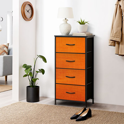 Commode pour commode de chambre à coucher pour commode en tissu orange et commodes de rangement en tissu avec 4 tiroirs