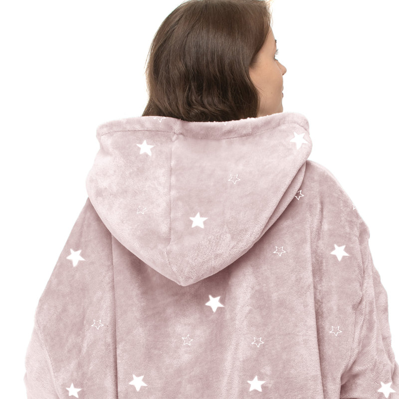 Abhaki Junior Hoodie Stars Blanket, Pink