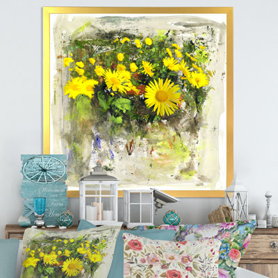 " Abstract Yellow Flowers " Painting Print