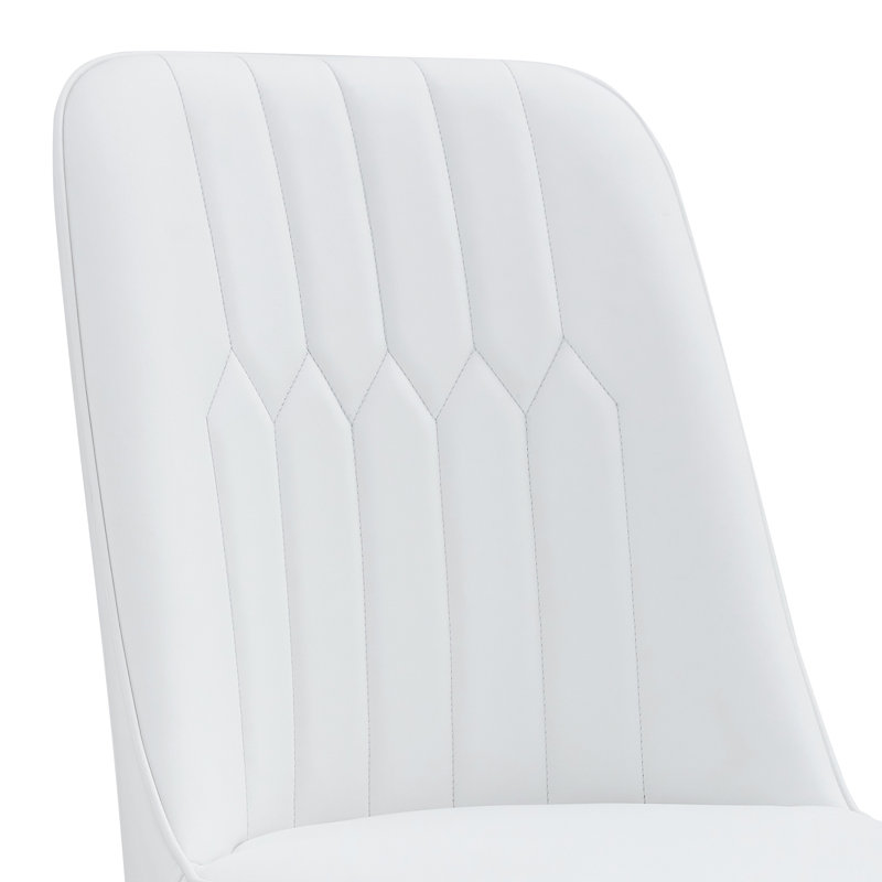 Set of 2 Modern Minimalist Dining Chairs, 4, White, Gold