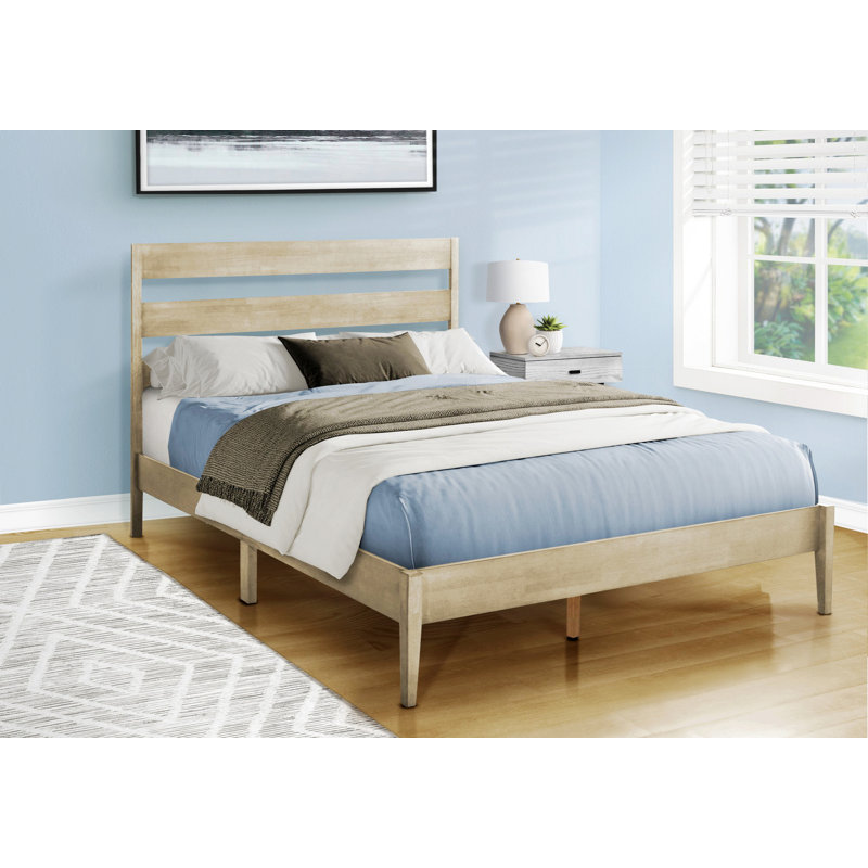 Cadre de lit de chambre à coucher, lit plateforme avec cadre en bois, Gris