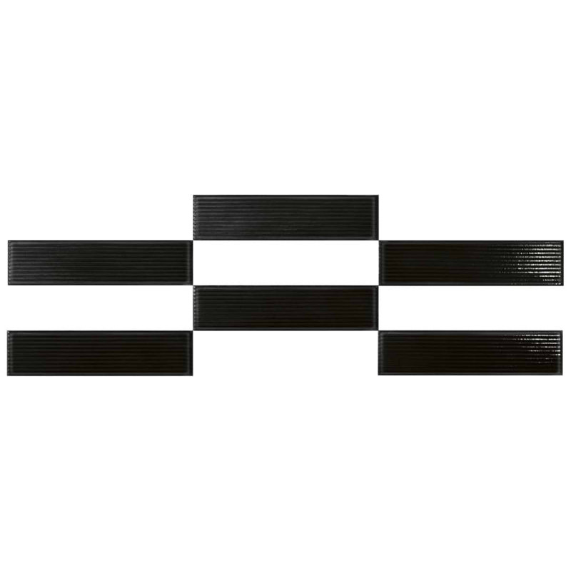 Stacy Garcia ArtBlock Fluted 4x16 Glossy Porcelain Tile, Nero