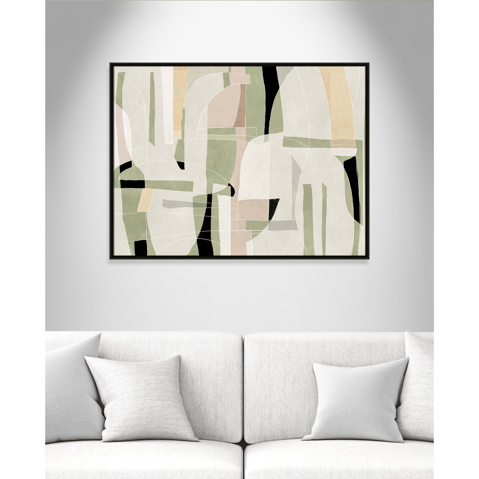 Sunny Barcelona - Floater Frame Canvas, 41.5" W x 31.5" H, Espresso