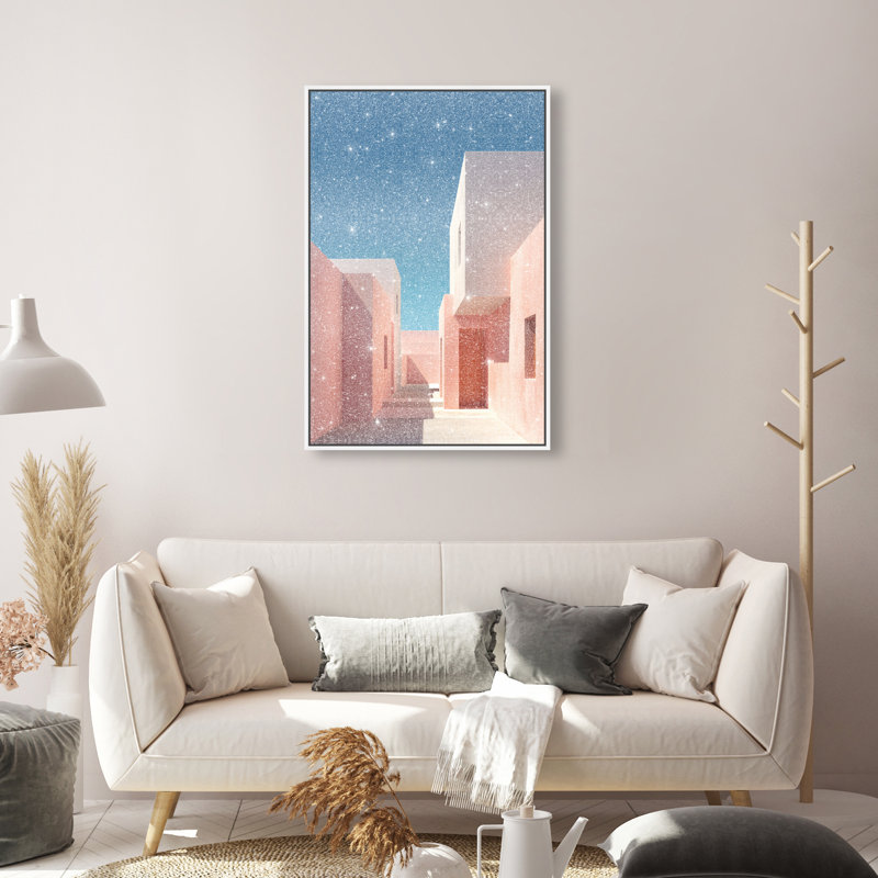 Structured Pink I Print by Oliver Gal, 16"H x 11"W, White Floater Frame