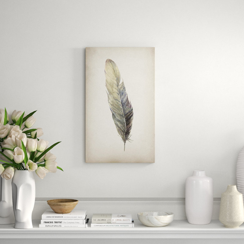 Gilded Feathers III (Gilded Gold) Print by Barclay Butera, 30" H x 18" W, Glass Coat