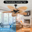 Ventilateur de plafond tropical de 52 pouces avec 5 pales Palm Tree Palm Island