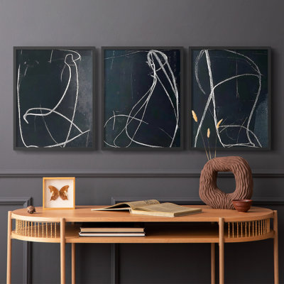 Abstract  Series  CXCVII  -Set Of 3 Framed Giclee Prints -Ready to Hang