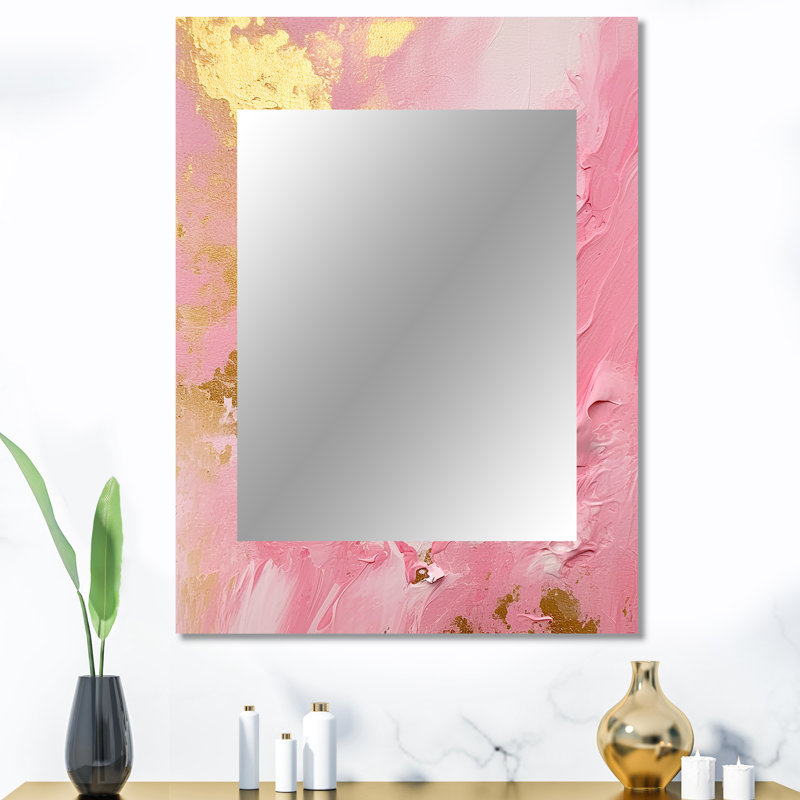 Pink and Gold Emerging Energies III - Abstract Unique Wall Mirror, Modern Mirror, Printed Metal Art, 40" x 30"