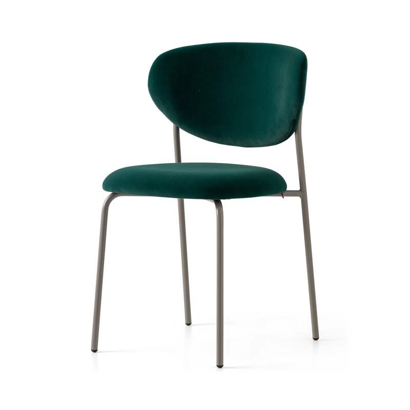 Cozy Upholstered Chair with Metal Frame, Matt Optic White, Forest Green