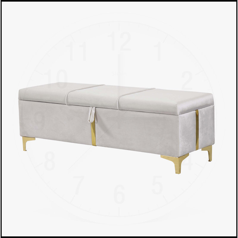 Ensemble de chambre à coucher 2 pièces avec lit plateforme tapissier, rangement hydraulique et repose-pieds, Beige