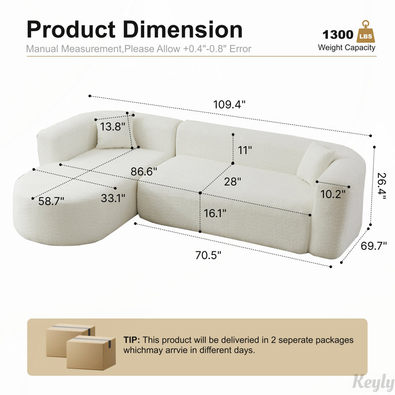 Sectional Cloud Couch with L-Shaped Chaise