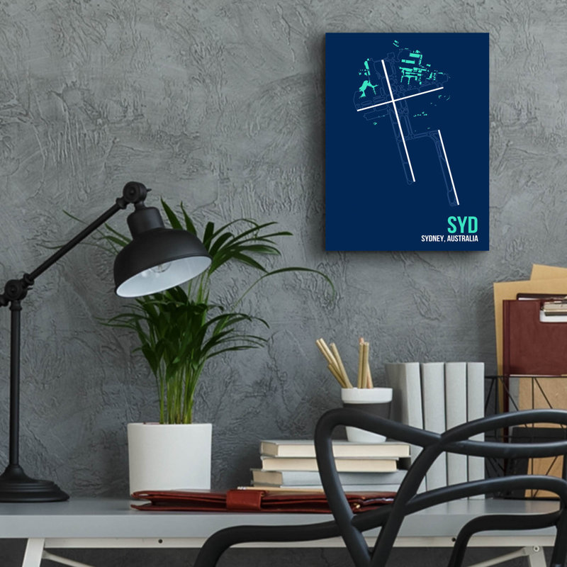 Art graphique en verre acrylique, «Sydney Layout» par O8, à gauche, H 16 po x l 12 po x P 0,13 po