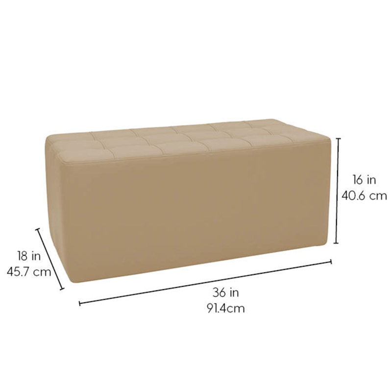 Faux Leather Ottoman, Sand Faux Leather