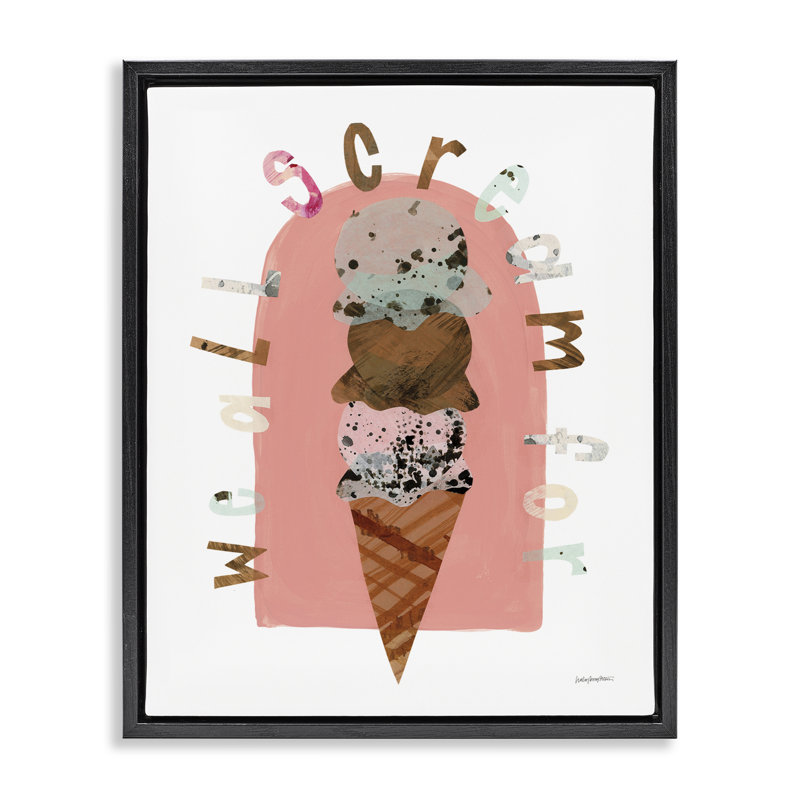  «All Scream For Ice Cream Floater» par Haley Knighten, Cadre flottant noir de jais, H 21 po x l 17 po