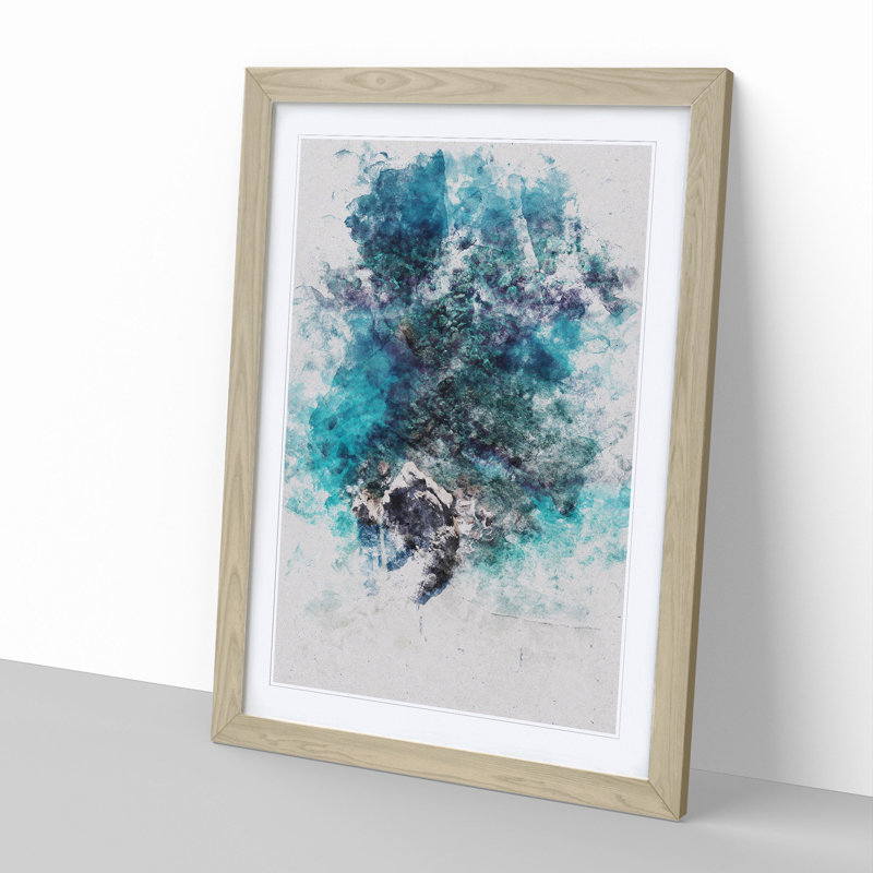 Above Monterosso Al Mare in Cinque Terre Italy Watercolour - Picture Frame Graphic Art, 48cm H x 36cm W x 2cm D, Oak