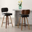 74CM Seat Height Swivel Bar Stools, Faux Leather & Walnut Bentwood -256628201