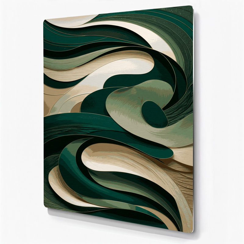 Art mural abstrait en métal vert 47, H 11 po x l 14 po
