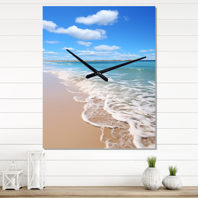 Beach Ocean Seaside Serenity I - Horloge murale nautique et de plage, H 28 po x l 12 po x P 1 po