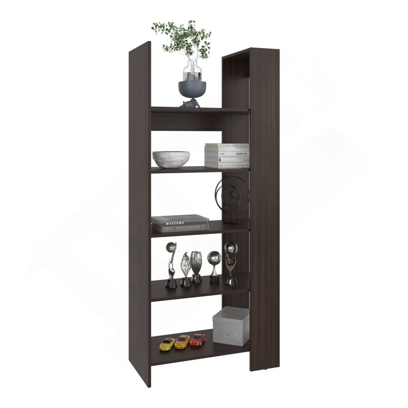 Bookcase, 5 Shelves, Dark Walnut