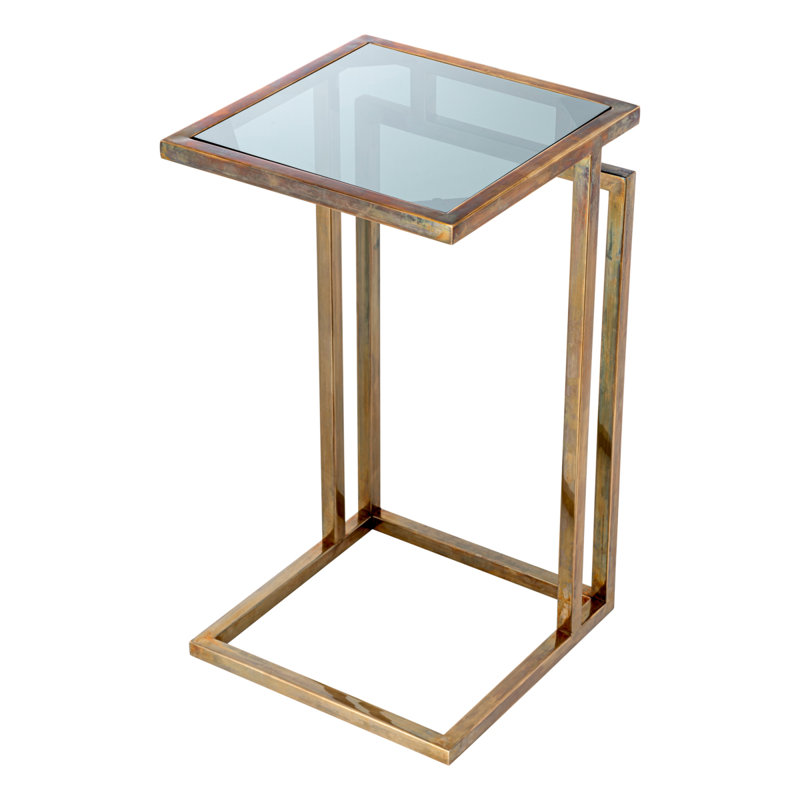 Marcus Glass End Table, Vintage Brass