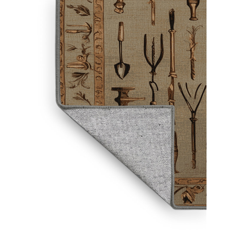 Tapis brun français lavable à la machine, Rectangle de 5 pi x 8 pi
