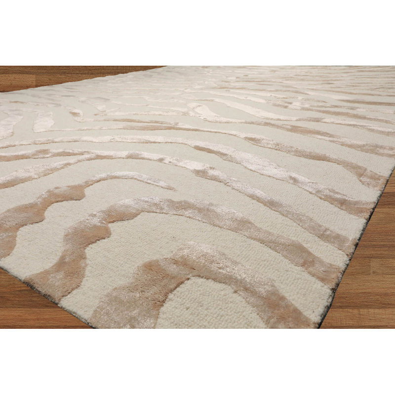 Tapis en laine / soie touffeté à la main à imprimé animalier Philibert, Rectangle 5 pi x 7 pi 
