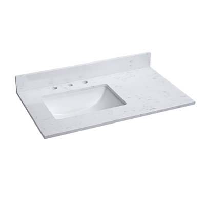 36" Engineered Stone Bathroom Vanity Top With Sink in Left