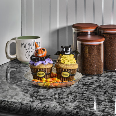 5-5.5" Resin Ghost Bat and Pumpkin Cupcake