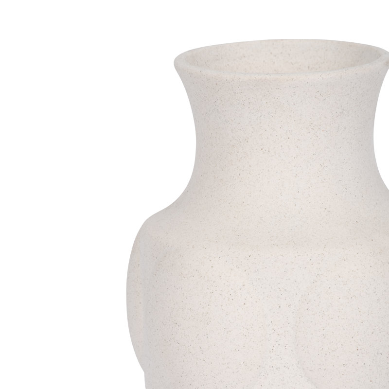 Stoneware Vase Textured Sculptural Design with Rounded Geometric Detailing and Flared Base for Contemporary Modern Decorative Accent Display