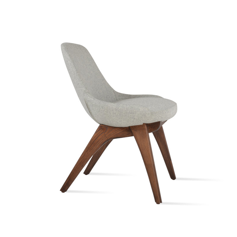 Chaise en bois Gazel X, Laine argentée
