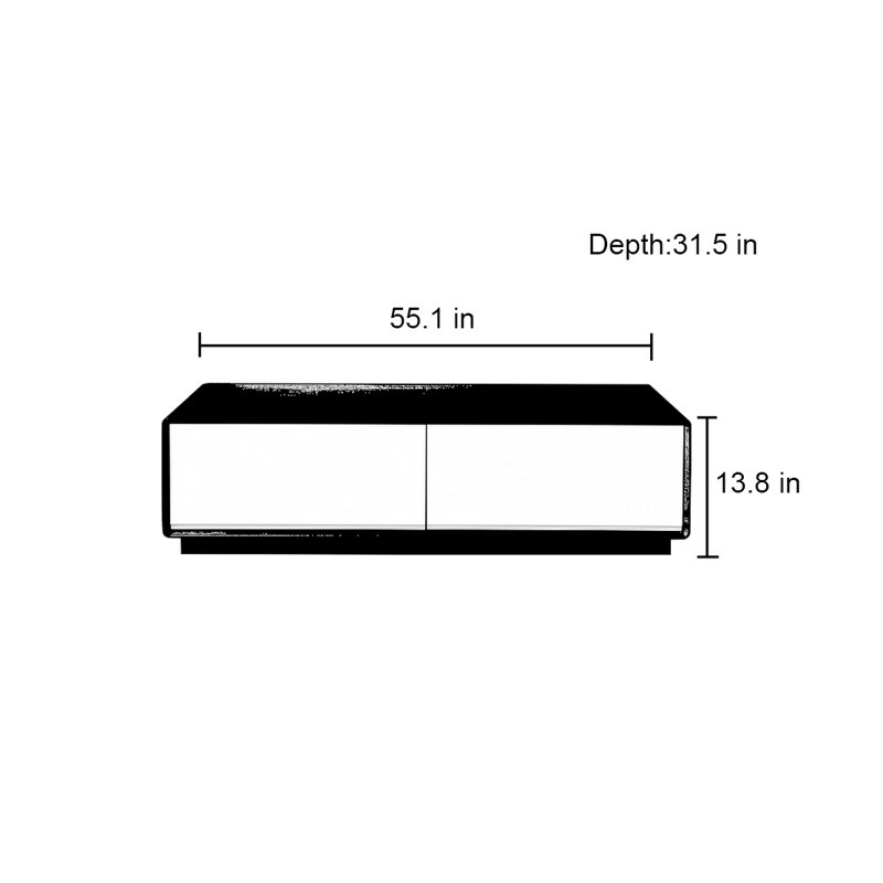Table de salon moderne et simple rectangulaire, Noyer foncé, H 13,8 po x L 55,1 po x l 31,5 po, Noir, noir, noir, noir